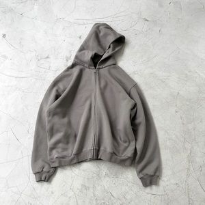 Grey Pigment Zip Up Hoodie